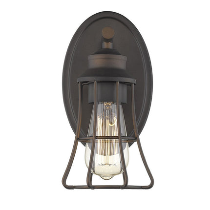 One Light Bronze Cage Wall Light HomeRoots