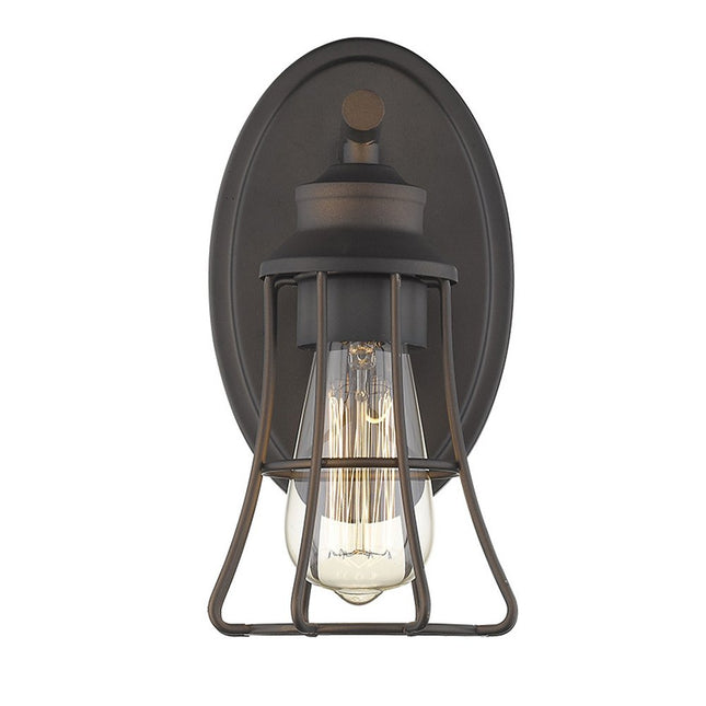 One Light Bronze Cage Wall Light HomeRoots