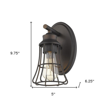 One Light Bronze Cage Wall Light HomeRoots