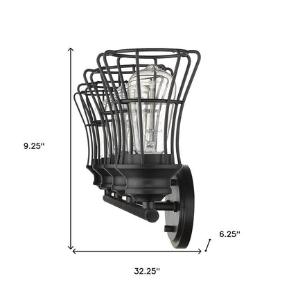 9" Black Metal Vanity Flush Mounted Sconce HomeRoots