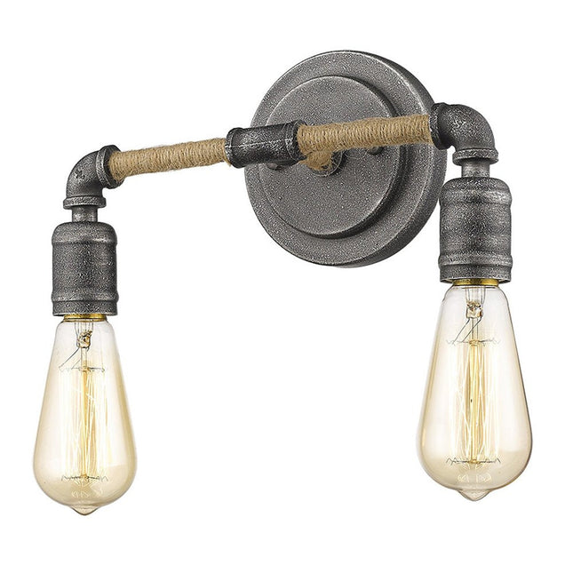 Two Light Industrial Textured Gray Wall Light HomeRoots