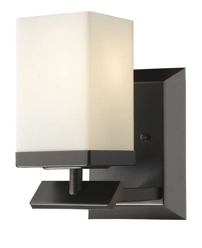 One Light Bronze Frosted Glass Wall Sconce HomeRoots
