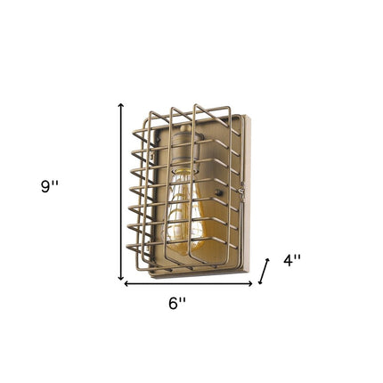 Light Gold Cage Wall Sconce HomeRoots