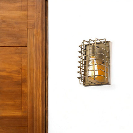 Light Gold Cage Wall Sconce HomeRoots
