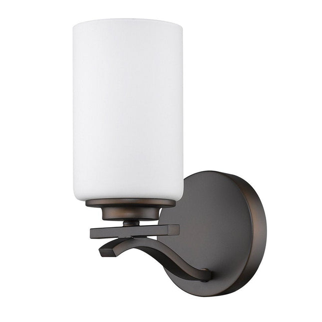 One Light Bronze and Glass Wall Sconce HomeRoots