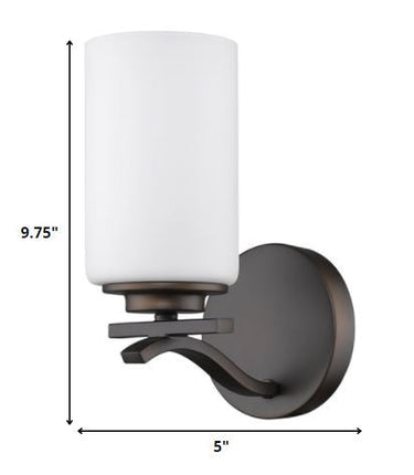 One Light Bronze and Glass Wall Sconce HomeRoots