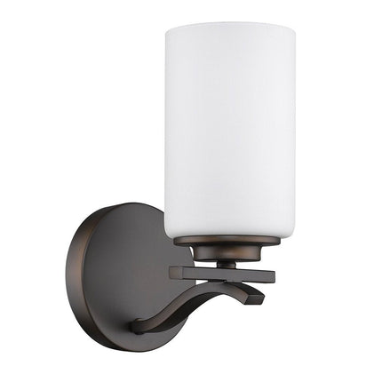 One Light Bronze and Glass Wall Sconce HomeRoots