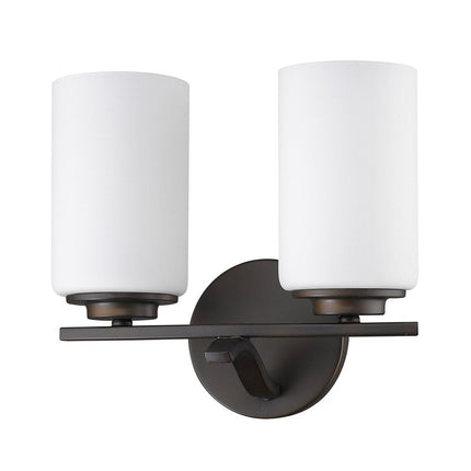 Two Light Bronze and Glass Wall Sconce HomeRoots