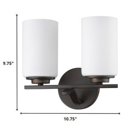 Two Light Bronze and Glass Wall Sconce HomeRoots
