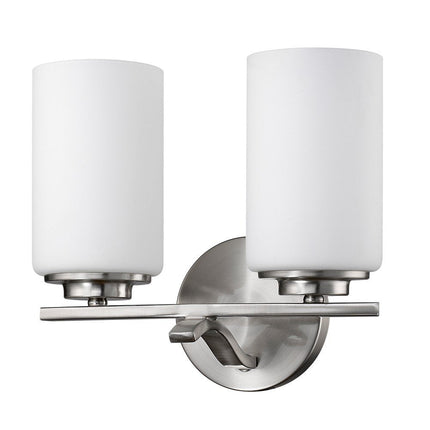 Two Light Silver and Glass Wall Sconce HomeRoots