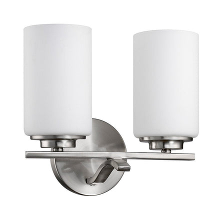 Two Light Silver and Glass Wall Sconce HomeRoots
