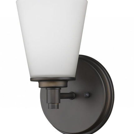 Bronze Wall Light with Frosted Glass Shade HomeRoots