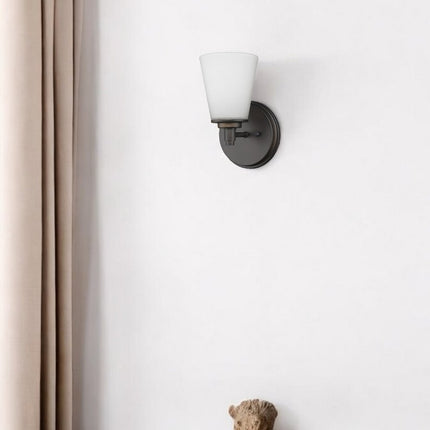 Bronze Wall Light with Frosted Glass Shade HomeRoots