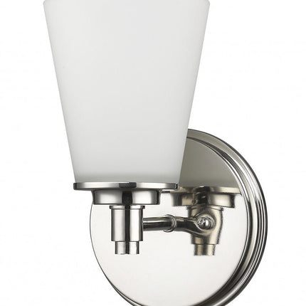 Silver Wall Light with Frosted Glass Shade HomeRoots