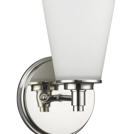 Silver Wall Light with Frosted Glass Shade HomeRoots