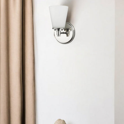 Silver Wall Light with Frosted Glass Shade HomeRoots