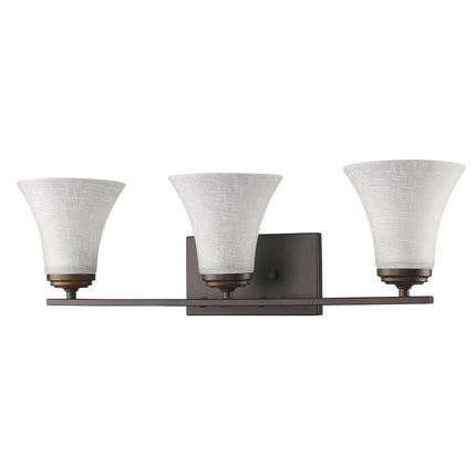 Three Light Bronze Wall Light with Tapered Glass Shade HomeRoots