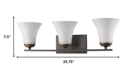 Three Light Bronze Wall Light with Tapered Glass Shade HomeRoots