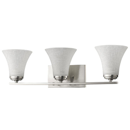 Three Light Silver Wall Light with Tapered Glass Shade HomeRoots