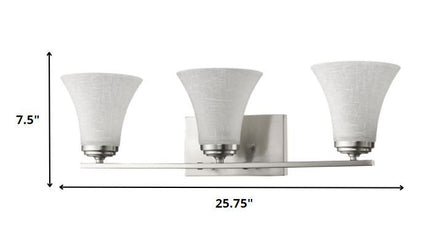 Three Light Silver Wall Light with Tapered Glass Shade HomeRoots