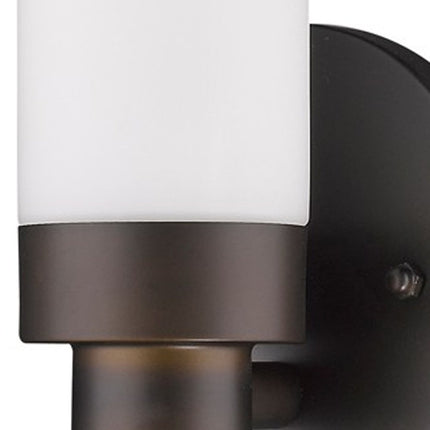Bronze Wall Light with Narrow Frosted Glass Shade HomeRoots