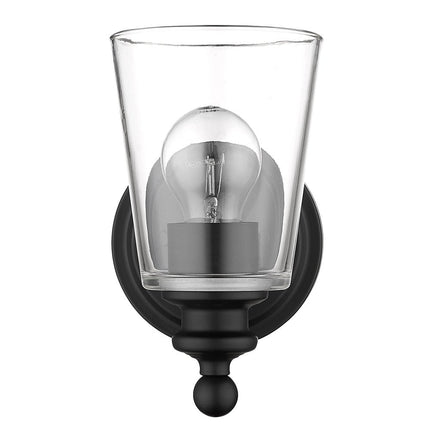 One Light Matte Black Glass Shade Wall Sconce HomeRoots