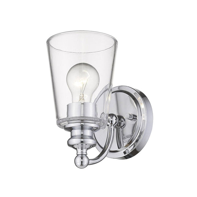 One Light Silver Glass Shade Wall Sconce HomeRoots