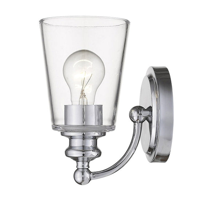One Light Silver Glass Shade Wall Sconce HomeRoots