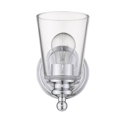 One Light Silver Glass Shade Wall Sconce