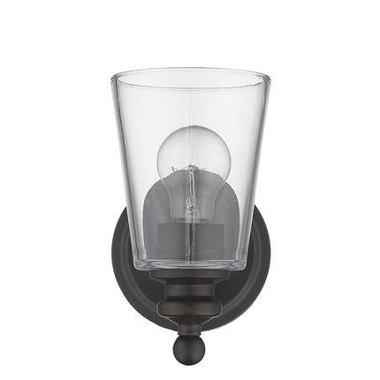 One Light Antique Bronze Glass Shade Wall Sconce HomeRoots