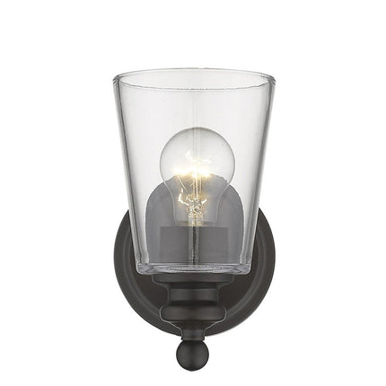 One Light Antique Bronze Glass Shade Wall Sconce HomeRoots