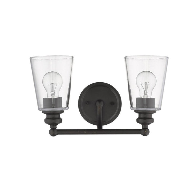 8" Black And Clear Metal Vanity Flush Mounted Sconce HomeRoots