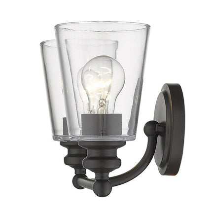 8" Black And Clear Metal Vanity Flush Mounted Sconce HomeRoots