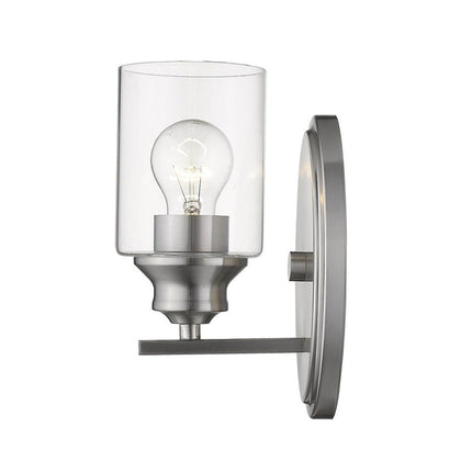 One Light Silver Wall Light with Clear Glass Shade HomeRoots