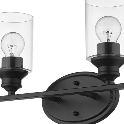 14" Black And Clear Metal and Glass Two Lights Flush Mounted Sconce HomeRoots