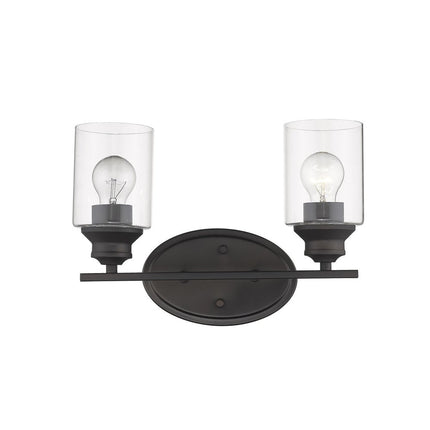 10" Black And Clear Metal and Glass Vanity Flush Mounted Sconce