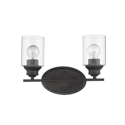 10" Black And Clear Metal and Glass Vanity Flush Mounted Sconce HomeRoots