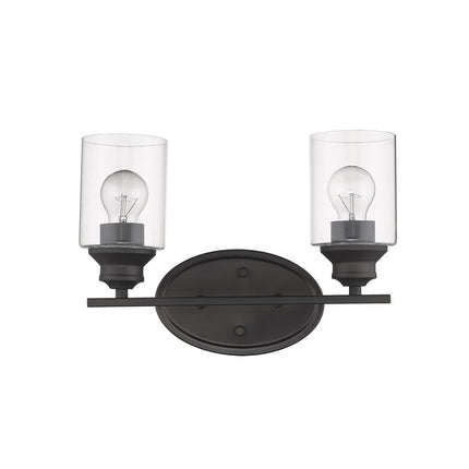 10" Black And Clear Metal and Glass Vanity Flush Mounted Sconce