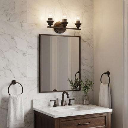 10" Black And Clear Metal and Glass Vanity Flush Mounted Sconce