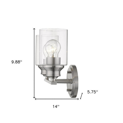 10" Silver And Clear Metal and Glass Vanity Flush Mounted Sconce