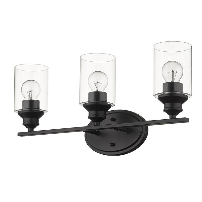 10" Black And Clear Metal and Glass Vanity Flush Mounted Sconce HomeRoots
