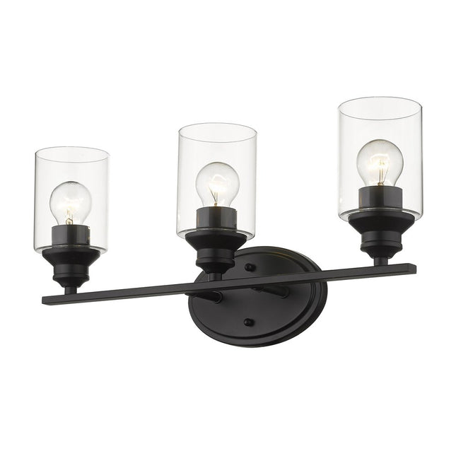 10" Black And Clear Metal and Glass Vanity Flush Mounted Sconce