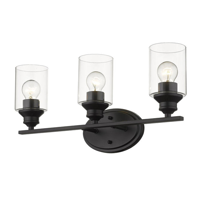 10" Black And Clear Metal and Glass Vanity Flush Mounted Sconce HomeRoots