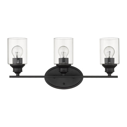 10" Black And Clear Metal and Glass Vanity Flush Mounted Sconce