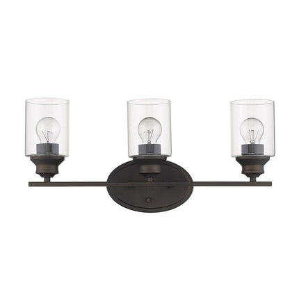 Three Light Bronze Wall Light with Clear Glass Shade HomeRoots