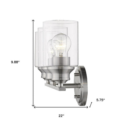 10" Clear And Silver Metal and Glass Vanity Flush Mounted Sconce HomeRoots