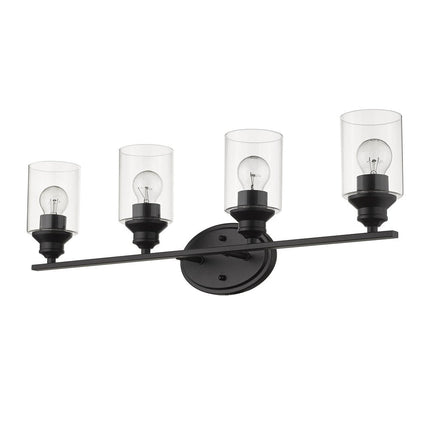 10" Black And Clear Metal Vanity Flush Mounted Sconce HomeRoots