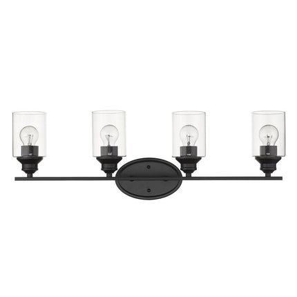 10" Black And Clear Metal Vanity Flush Mounted Sconce HomeRoots