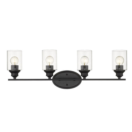 10" Black And Clear Metal Vanity Flush Mounted Sconce HomeRoots