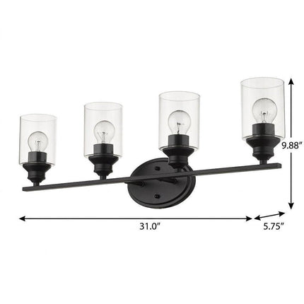 10" Black And Clear Metal Vanity Flush Mounted Sconce HomeRoots